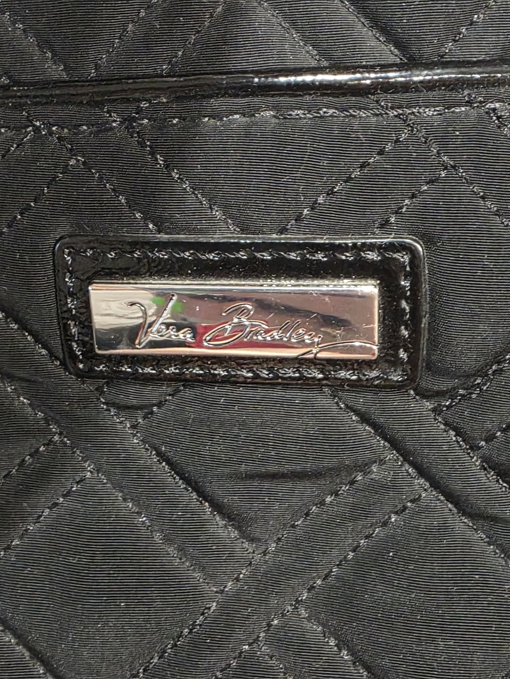 Vera Bradley Black Quilted Satchel with Patent Trim - Picture 11 of 11